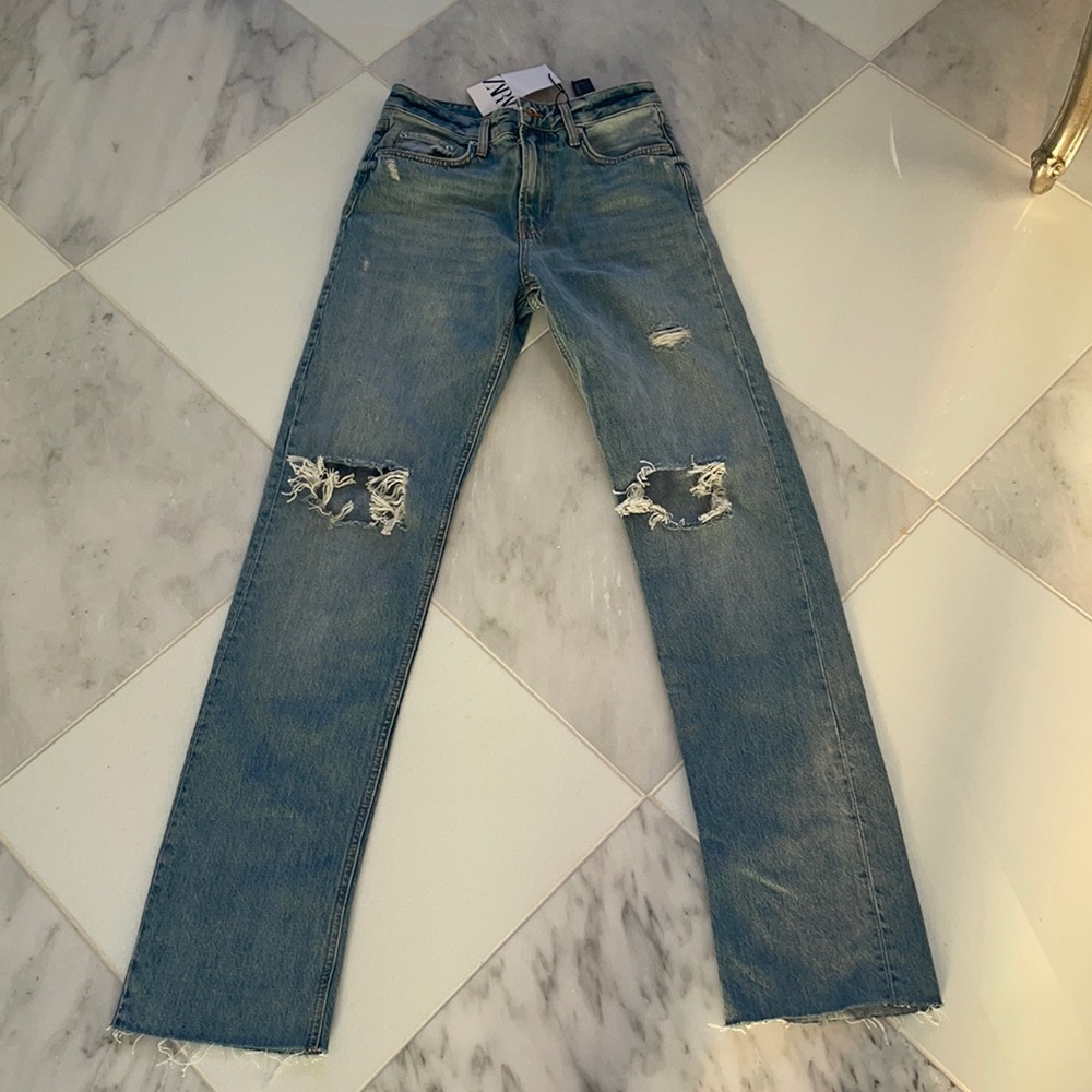 Denim ripped jeans